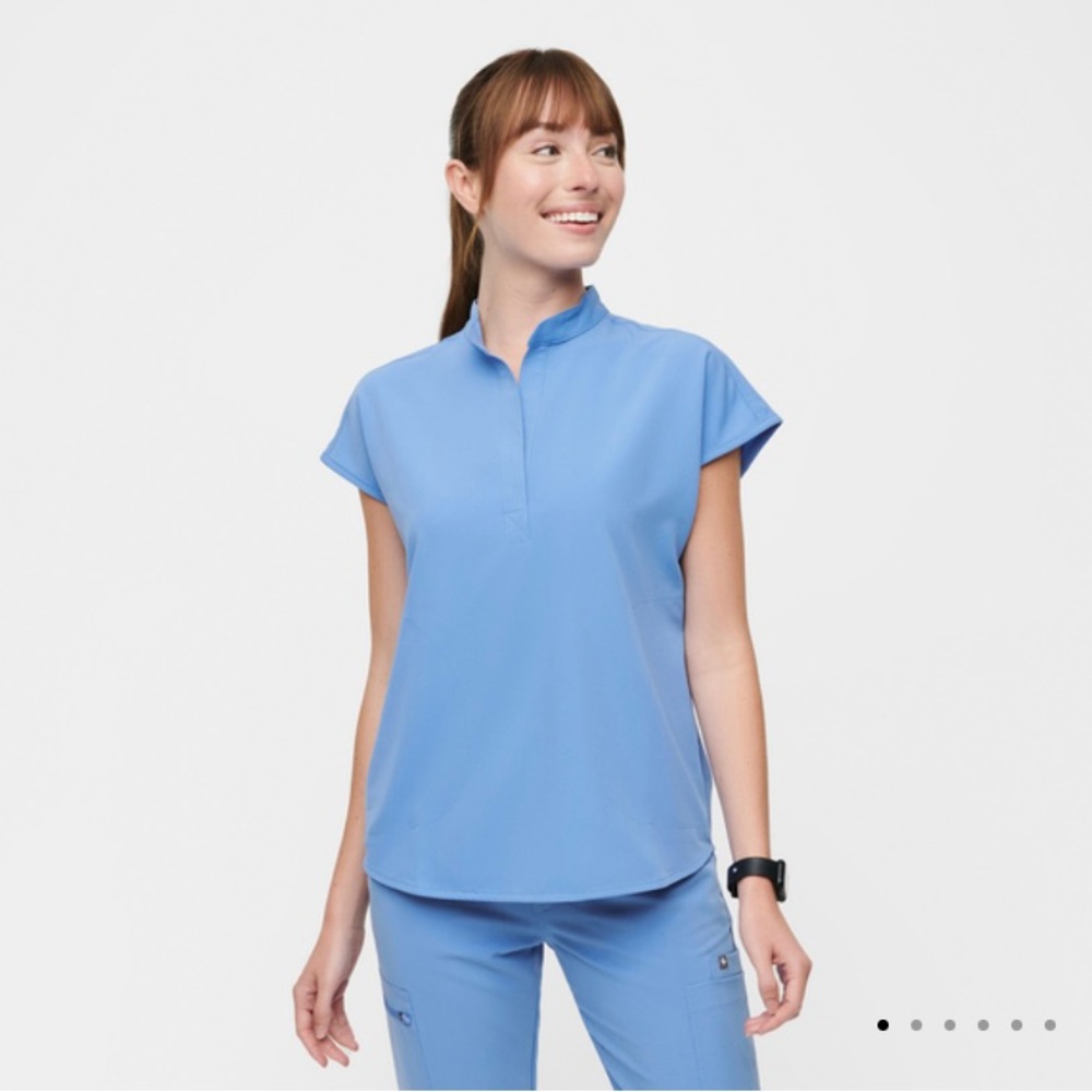 FIGS Rafaela Oversized Scrub Top- small, ceil blue